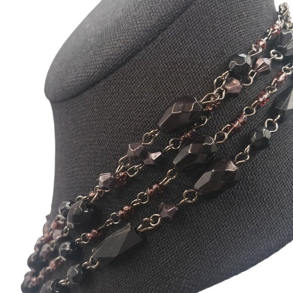 Retro Lightweight Beaded and Silver Tone 4-Strand Tiered Necklace - Picture 5 of 9